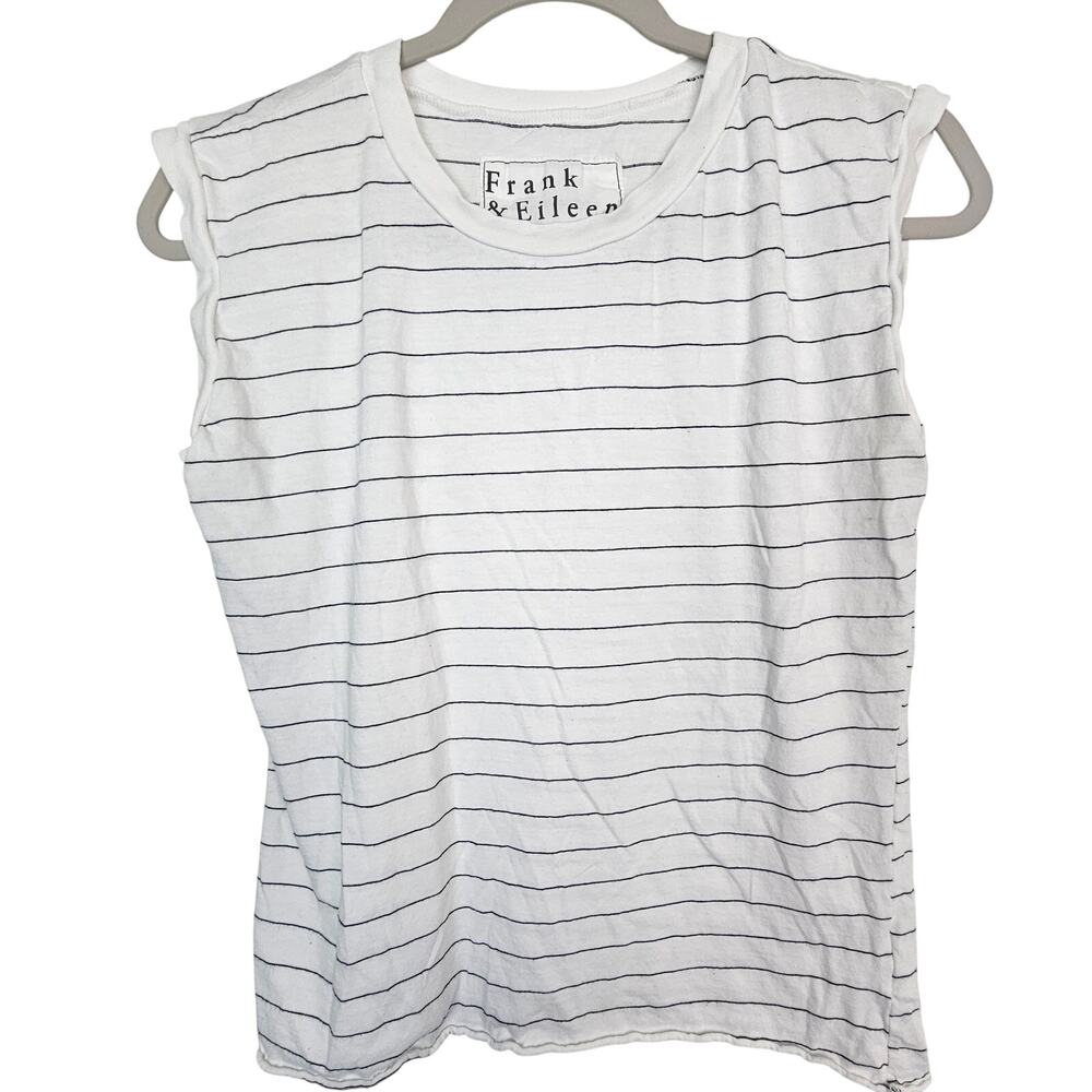 Frank & Eileen Womens Striped Crew Neck T-Shirt Sz XS Cotton Breathable Stretch